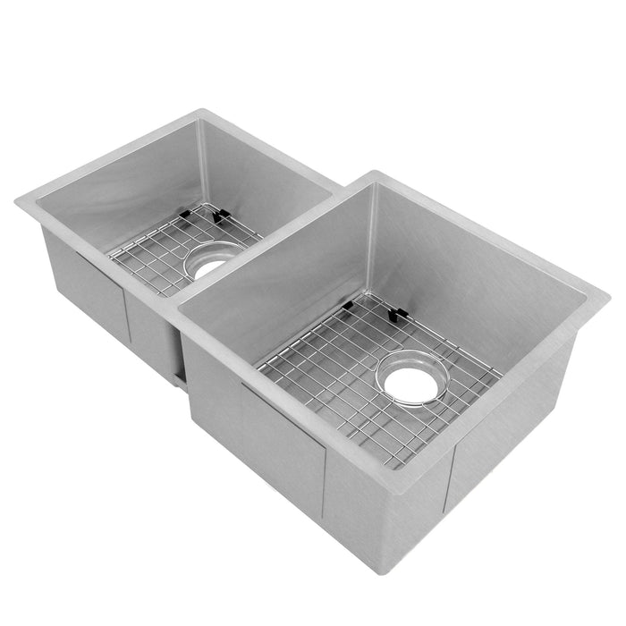 ZLINE 32 in. Jackson Undermount Double Bowl Kitchen Sink with Bottom Grid (SRDL-32) DuraSnow® Stainless Steel