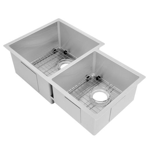 ZLINE 32 in. Jackson Undermount Double Bowl Kitchen Sink with Bottom Grid (SRDR-32) Stainless Steel