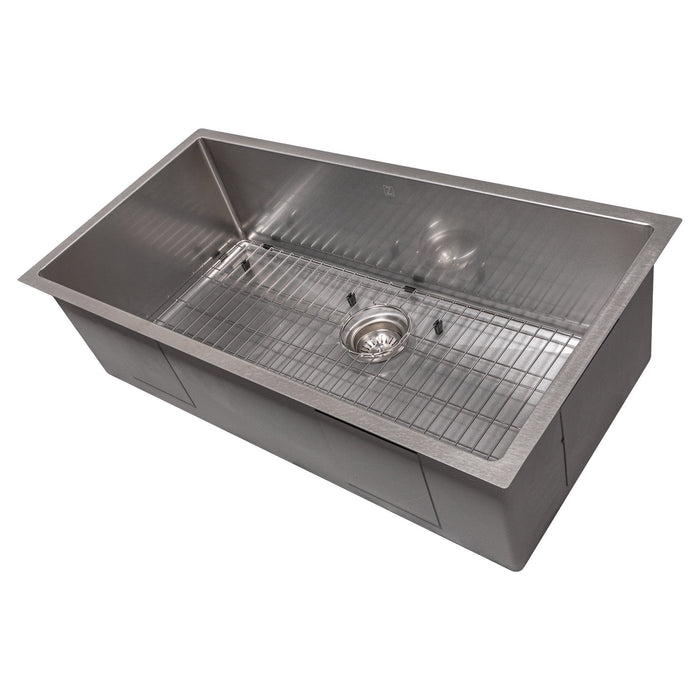 ZLINE 36 in. Classic Series Undermount Single Bowl Sink (SRS-36) DuraSnow Stainless Steel