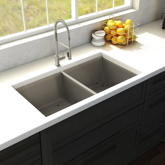 ZLINE 36 in. Anton Undermount Double Bowl Kitchen Sink with Bottom Grid (SR50D-36)