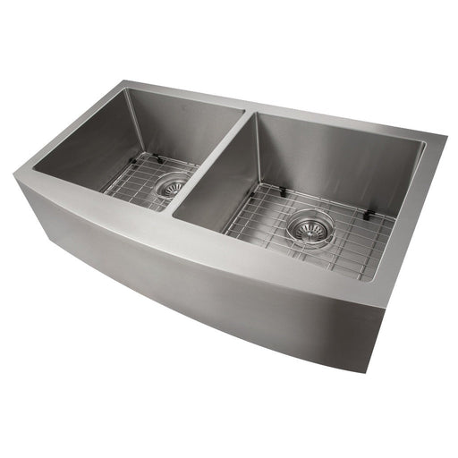 ZLINE 36 in. Niseko Farmhouse Apron Mount Double Bowl Kitchen Sink with Bottom Grid (SA50D) Stainless Steel