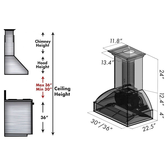 ZLINE 36 in. Wooden Wall Mount Range Hood in Antigua and Walnut (369AW-36)