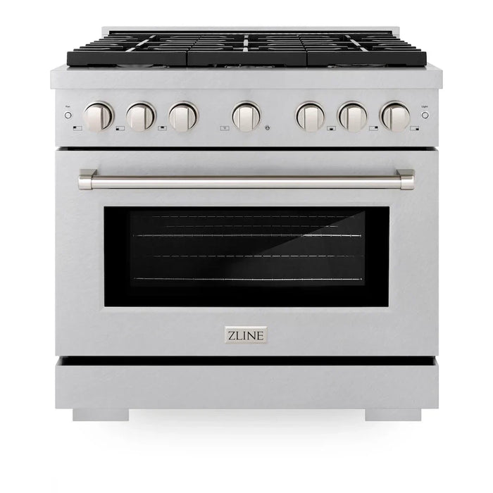 ZLINE Paramount 36" Gas Range with Convection Oven and 6 Brass Burners in DuraSnow® Stainless Steel, SGRS-BR-36