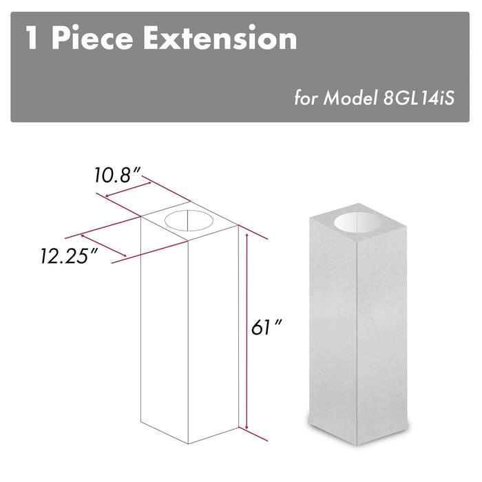 ZLINE 61 in. DuraSnow® Stainless Steel Chimney Extension for 12.5ft Ceiling, 8GL14iS-E