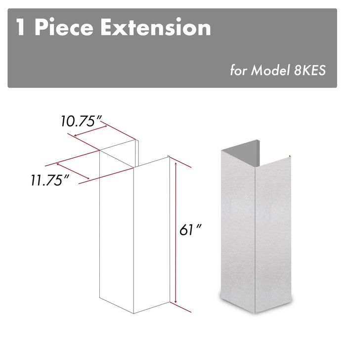 ZLINE 61 in. DuraSnow® Stainless Steel Chimney Extension for 12.5ft Ceiling, 8KES-E