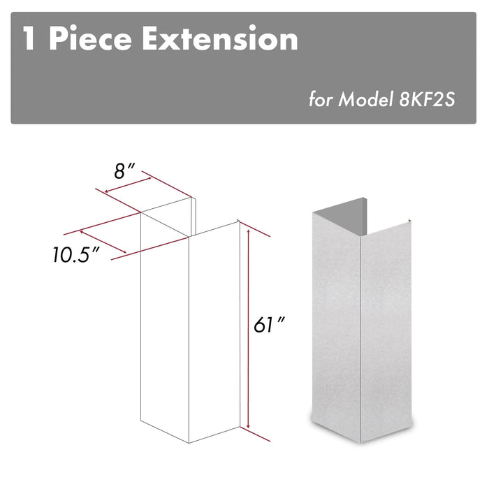 ZLINE 61 in. DuraSnow® Stainless Steel Chimney Extension for Ceilings up to 12.5 ft. (8KF2S-E)