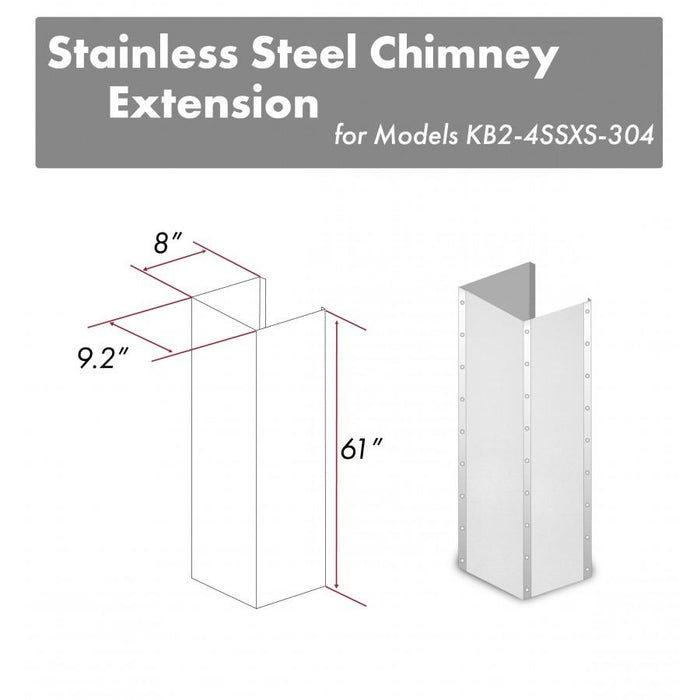 ZLINE 61 in. DuraSnow® Stainless Steel Extended Chimney (KB2-4SSXS-30-304-E)