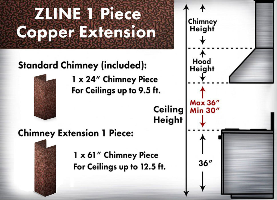 ZLINE 61 in. Extended Chimney (8KBE-E)