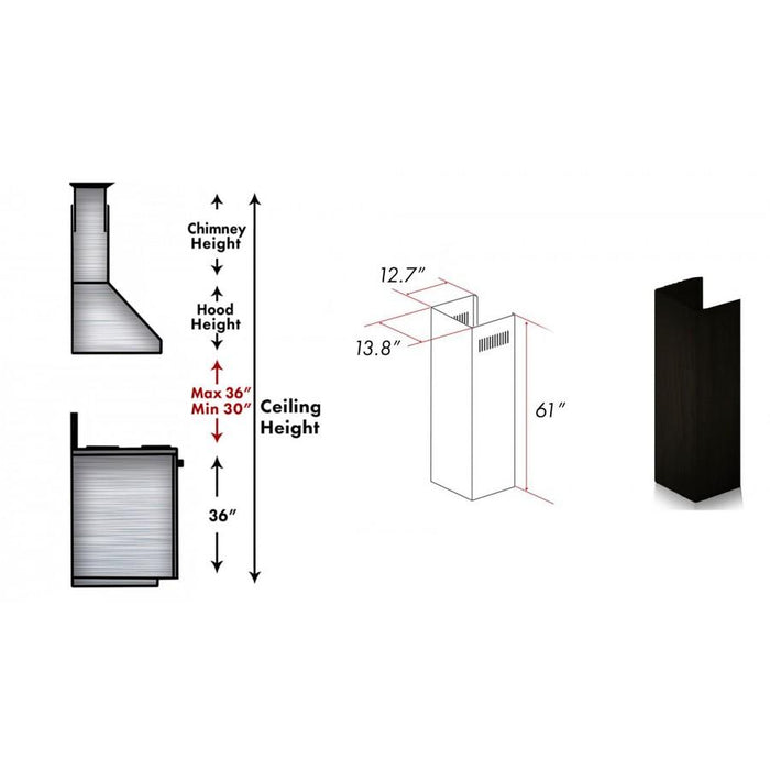 ZLINE 61 in. Wooden Chimney Extension for Ceilings up to 12.5 ft. (321CC-E)