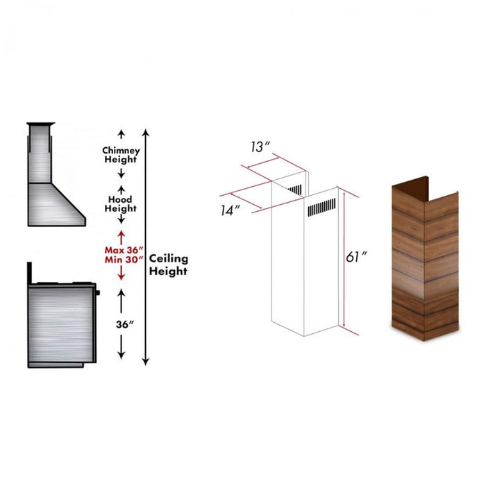 ZLINE 61 in. Wooden Chimney Extension for Ceilings up to 12.5 ft. (365BB-E)