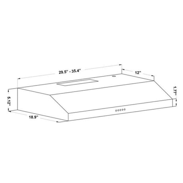 ZLINE 30 in. 280 CFM Ducted Under Cabinet Range Hood in Stainless Steel - Hardwired Power (615-30)