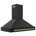 ZLINE Autograph Edition 48 in. Black Stainless Steel Range Hood with Handle (BS655Z-48) Polished Gold, side.