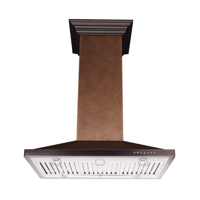 ZLINE 30 in. Hand Hammered Copper Island Range Hood, 8GL2Hi-30