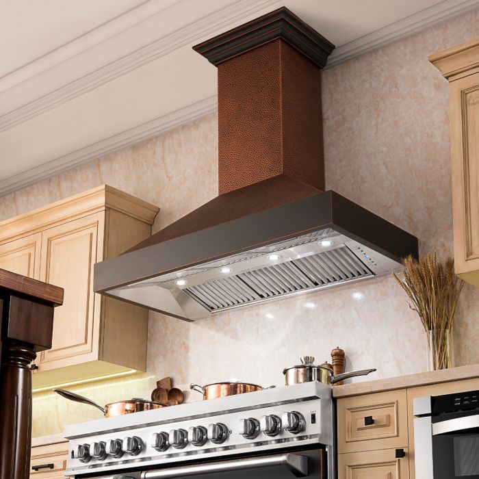 ZLINE 36 in. Hand-Hammered Copper Finish Wall Range Hood, 655-HBXXX-36