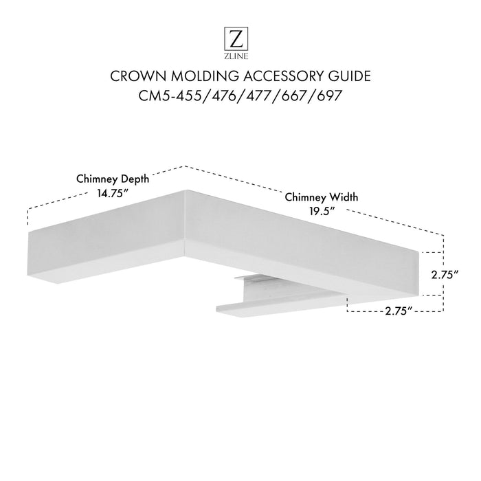 ZLINE Crown Molding #5 For Wall Range Hood (CM5-455/476/477/667/697)