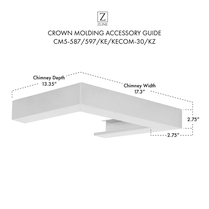 ZLINE Crown Molding #5 For Wall Range Hood (CM5-587/597/KE/KECOM-30/KZ)