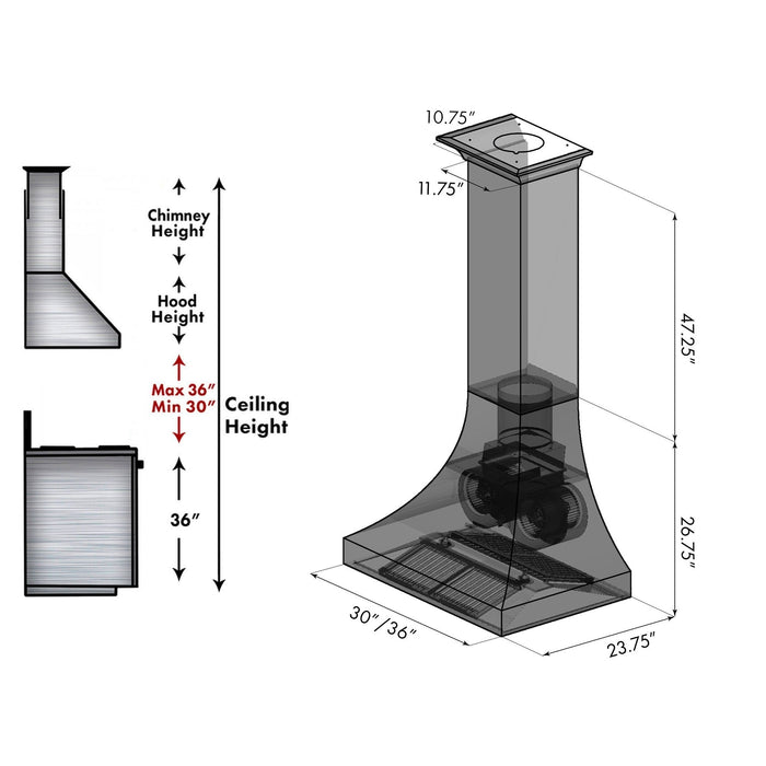 ZLINE Designer Series Hand-Hammered Copper Finish Wall Range Hood (8632H)