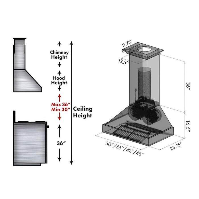 ZLINE Designer Series Ducted Wall Mount Range Hood in Fingerprint Resistant Stainless Steel (655-4SSSS)