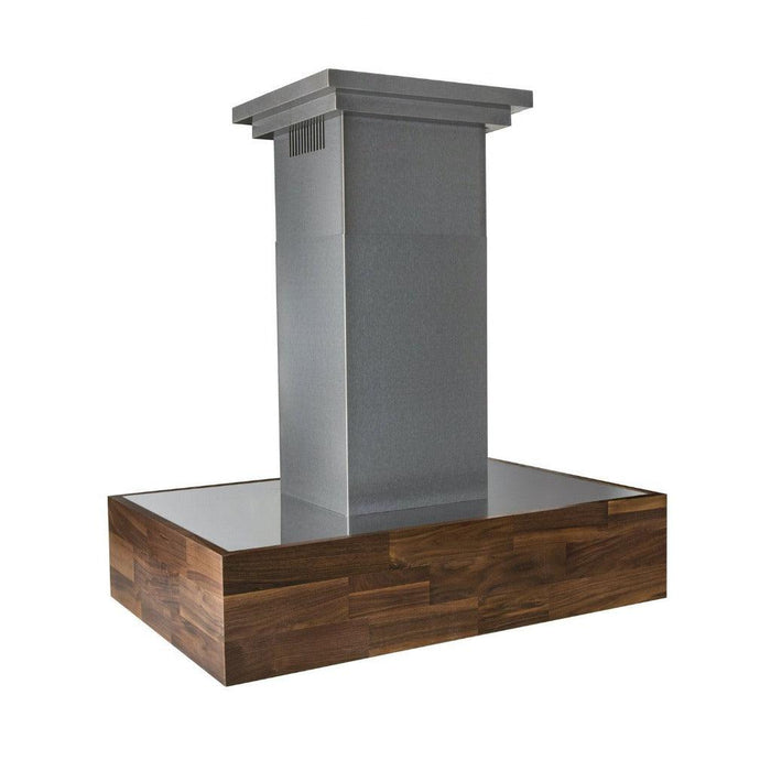 ZLINE Remote Blower Ducted Designer Series Wooden Wall Mount Range Hood in Walnut Butcher Block (681W-RD/RS)