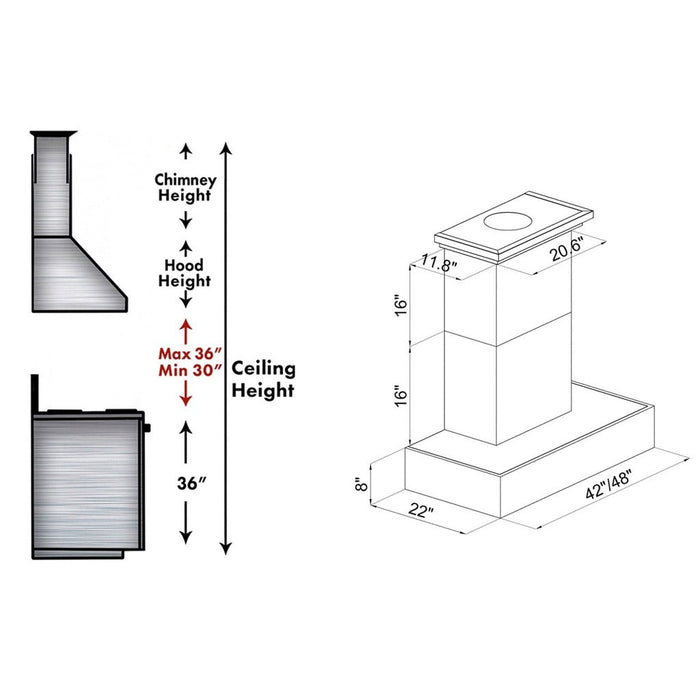 ZLINE Remote Blower Ducted Designer Series Wooden Wall Mount Range Hood in Walnut Butcher Block (681W-RD/RS)