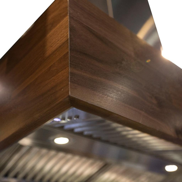 ZLINE Remote Blower Ducted Designer Series Wooden Wall Mount Range Hood in Walnut Butcher Block (681W-RD/RS)