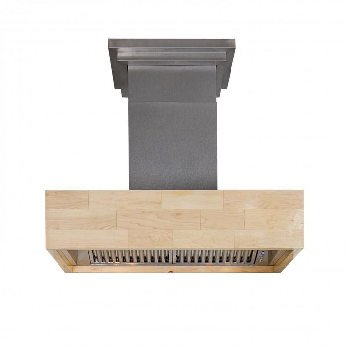 ZLINE Dual Remote Blower Designer Series Wooden Wall Mount Range Hood in Maple Butcher Block (681M-RD)