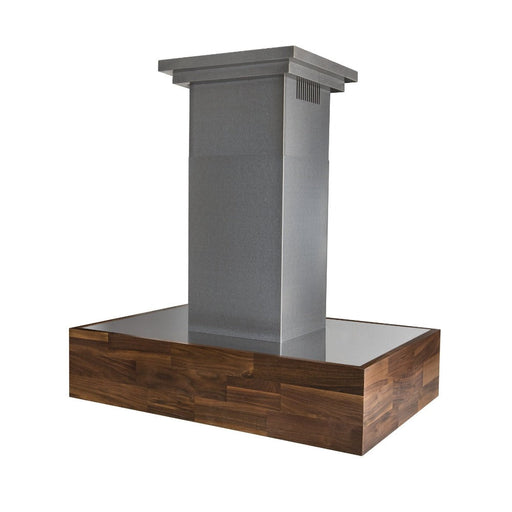 ZLINE Remote Blower Designer Series Wooden Island Mount Range Hood in Walnut Butcher Block (681iW-RD/RS) 30 Inch