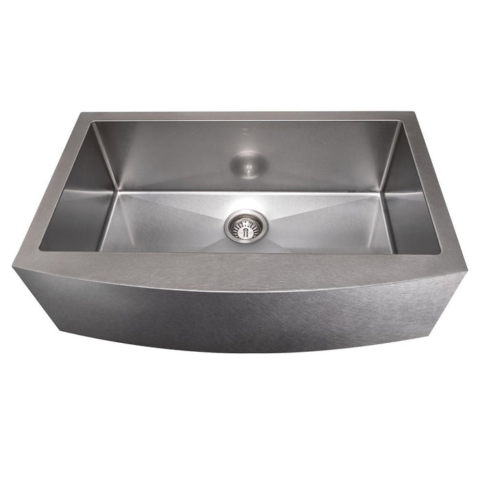 ZLINE Vail 33 in. Farmhouse Apron Mount Single Bowl Scratch Resistant Stainless Steel Kitchen Sink with Bottom Grid (SAS-33S)