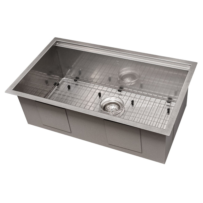 ZLINE 30 in. Garmisch Undermount Single Bowl DuraSnow® Stainless Steel Kitchen Sink with Bottom Grid and Accessories, SLS-30S