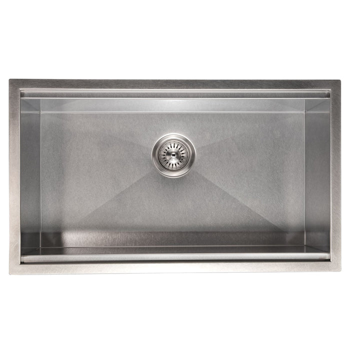 ZLINE 30 in. Garmisch Undermount Single Bowl DuraSnow® Stainless Steel Kitchen Sink with Bottom Grid and Accessories, SLS-30S