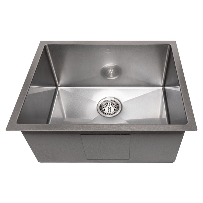 ZLINE 23 in. Meribel Undermount Single Bowl DuraSnow® Stainless Steel Kitchen Sink with Bottom Grid, SRS-23S