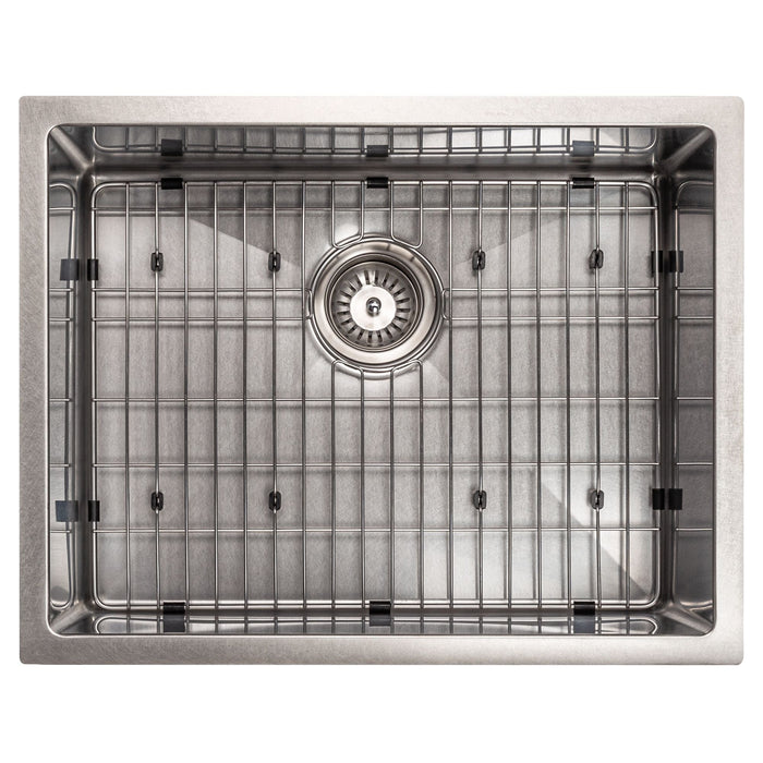 ZLINE 23 in. Meribel Undermount Single Bowl DuraSnow® Stainless Steel Kitchen Sink with Bottom Grid, SRS-23S