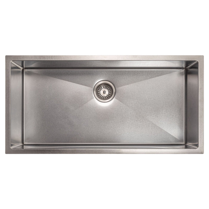 ZLINE 36 in. Meribel Undermount Single Bowl DuraSnow® Stainless Steel Kitchen Sink with Bottom Grid, SRS-36S