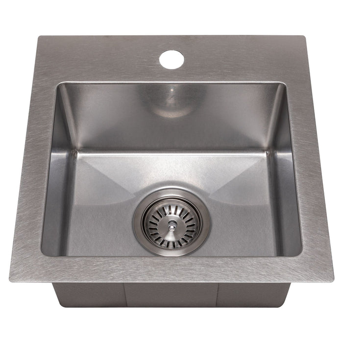 ZLINE 15 in. Donner Topmount Single Bowl DuraSnow® Stainless Steel Bar Kitchen Sink, STS-15S