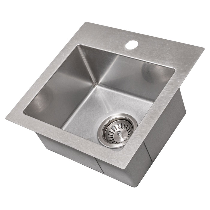 ZLINE 15 in. Donner Topmount Single Bowl DuraSnow® Stainless Steel Bar Kitchen Sink, STS-15S