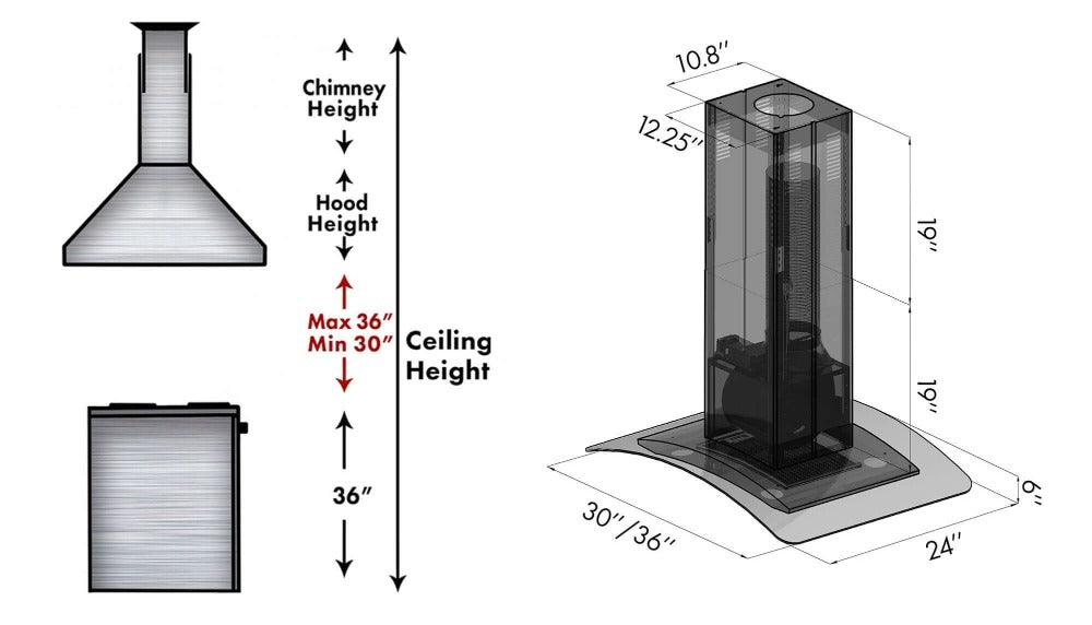 ZLINE 30 in. Island Mount Range Hood in Fingerprint Resistant Stainless Steel and Glass (8GL14iS-30)