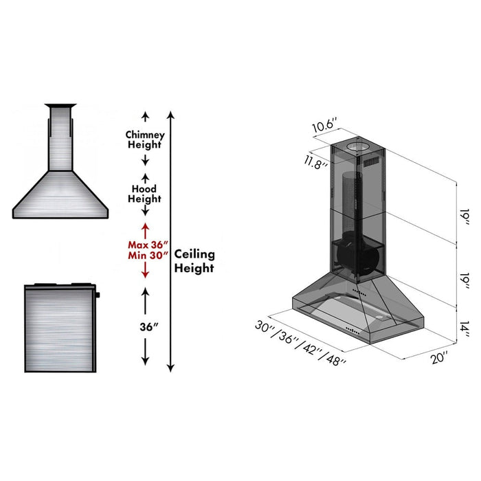 ZLINE Ducted Island Mount Range Hood in Outdoor Approved Stainless Steel (597i-304)