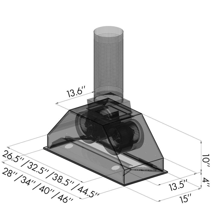 ZLINE Ducted Wall Mount Range Hood Insert in Outdoor Approved Stainless Steel (695-304)