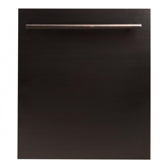 ZLINE 24 in. Top Control Dishwasher with Oil-Rubbed Bronze Panel and Modern Style Handle, 52dBa (DW-ORB-24)