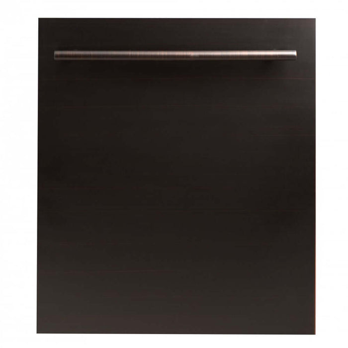 ZLINE 24 in. Oil-Rubbed Bronze Top Control Built-In Dishwasher with Stainless Steel Tub and Modern Style Handle, 52dBa (DW-ORB-24)