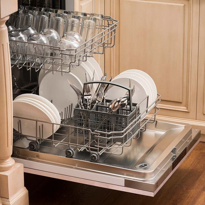 ZLINE 24 in. Unfinished Top Control Built-In Dishwasher with Stainless Steel Tub and Traditional Style Handle, 52dBa (DW-UF-H-24)