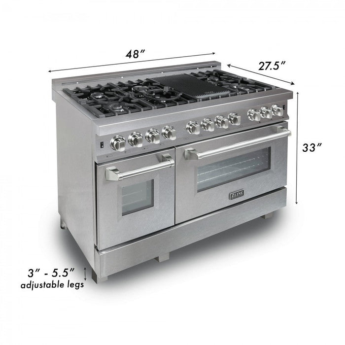 ZLINE 48 in. Professional Gas Burner/Electric Oven DuraSnow® Stainless 6.0 cu.ft. 7 Range with White Matte Door, RAS-WM-48