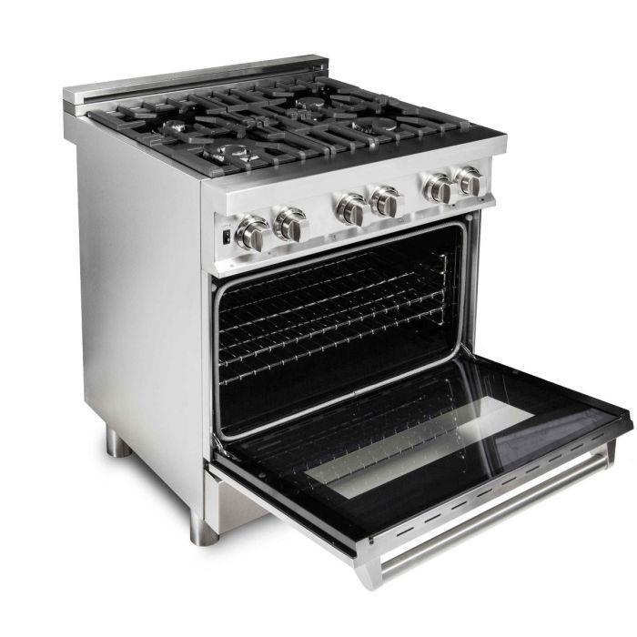 ZLINE Kitchen and Bath 30 in. Professional Gas Burner, Electric Oven Stainless Steel Range, RA30