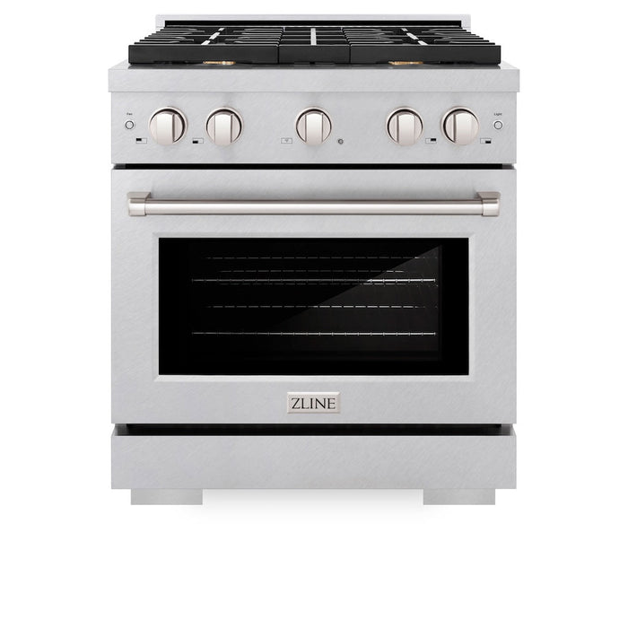 ZLINE Paramount 30" Gas Range with Convection Oven and 4 Brass Burners in DuraSnow® Stainless Steel, SGRS-BR-30