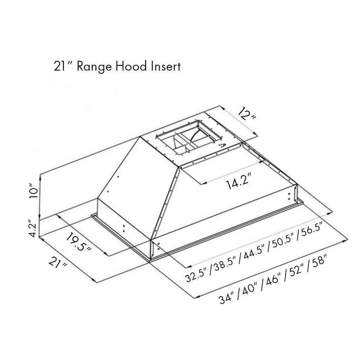 ZLINE 52 in. Width Wall Mount Range Hood Insert (21 in. Depth), 721-52