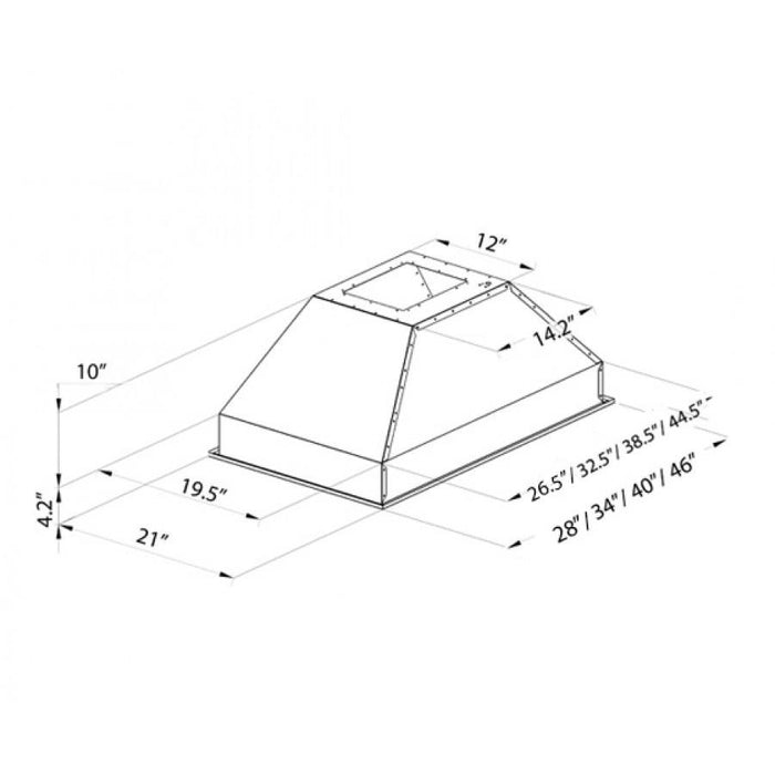 ZLINE Ducted Island Mount Range Hood Insert in Stainless Steel (721i)