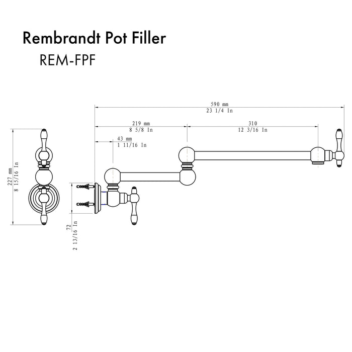 ZLINE Rembrandt Pot Filler in Matte Black, REM-FPF-MB