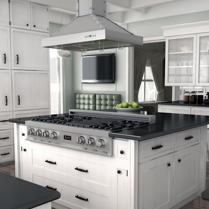 ZLINE Appliance Package - 48" Rangetop With 7 Gas Burners, Range Hood in DuraSnow® Stainless Steel, 2KP-RTSRH48