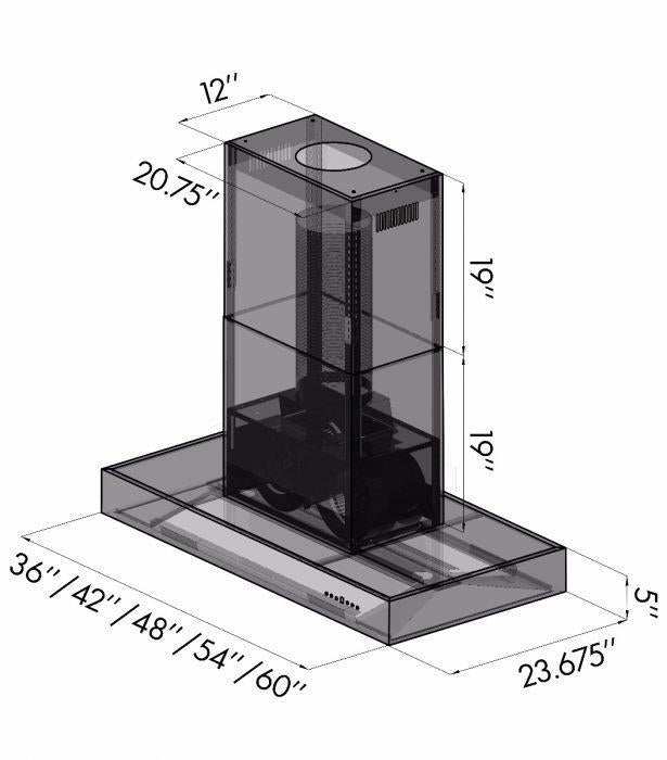 ZLINE 36 In. Ducted Outdoor Island Mount Range Hood in Stainless Steel, KECOMi-304-36