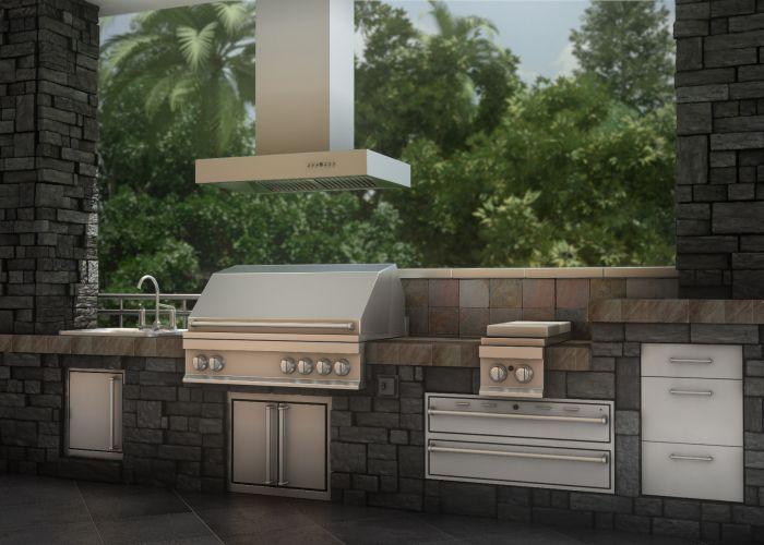 ZLINE 48 In. Ducted Outdoor Island Mount Range Hood in Stainless Steel, KECOMi-304-48